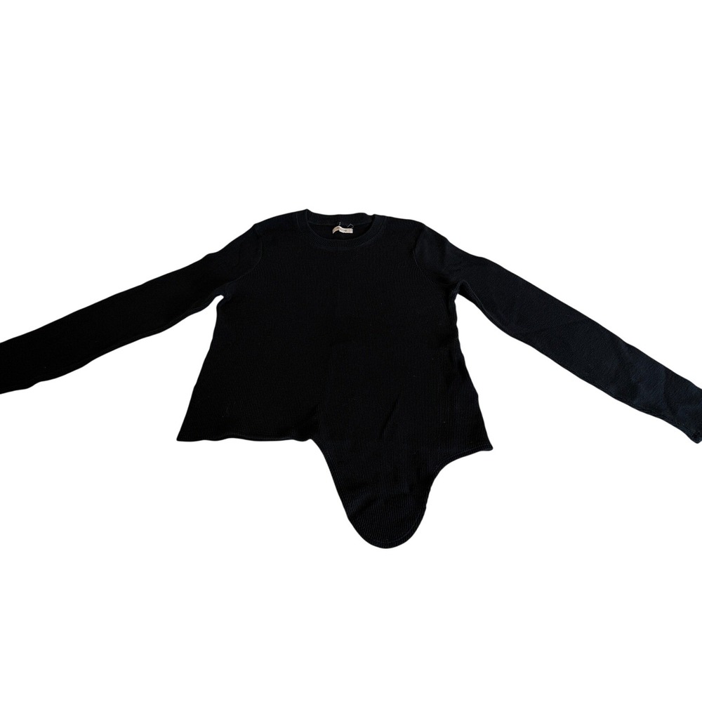 Madewell Sweater Womens L Black Ribbed Crew Neck Long Sleeve Minimalist